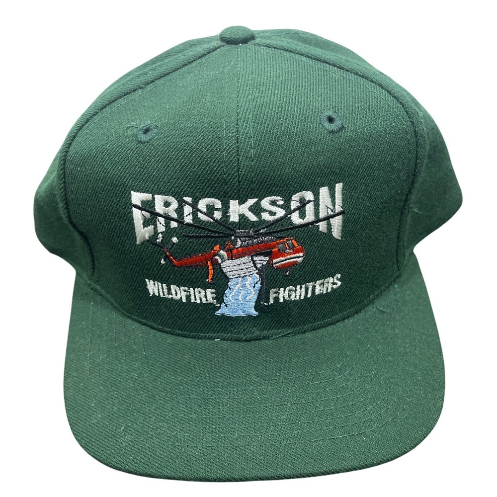 Erickson Wildfire Fighters Helicopter Hat Green Snapback Cap Vintage Style